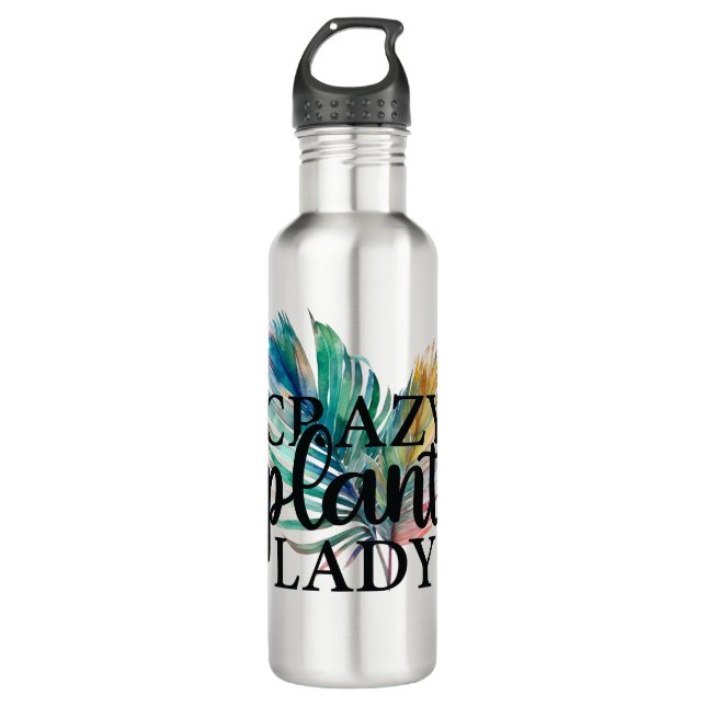 Crazy Plant Lady Stainless Steel Water Bottle (Front)