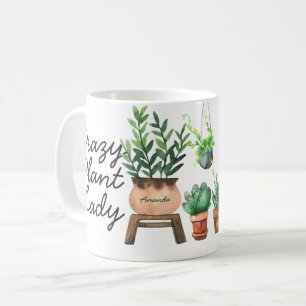 Crazy Plant Lady Watercolor Potted Plants Coffee Mug