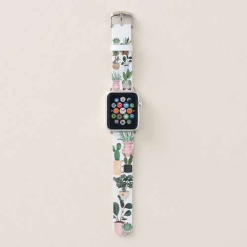 Crazy Plant Lover | Chic Watercolor Potted Plants Apple Watch Band