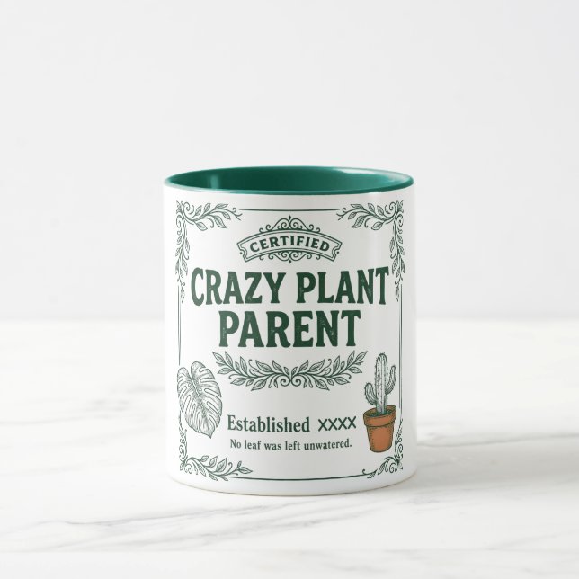 Crazy Plant Parent · Botanical Humor Art Mug (Center)