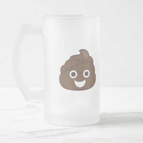 Crazy Poop Emoji Frosted Glass Beer Mug