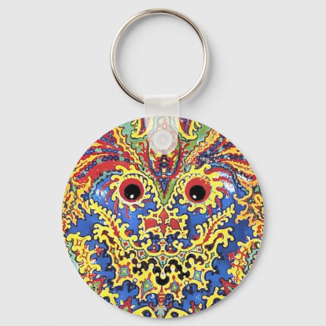 Crazy Psychedelic Cats Eyes Louis Wain Keychain (Front)