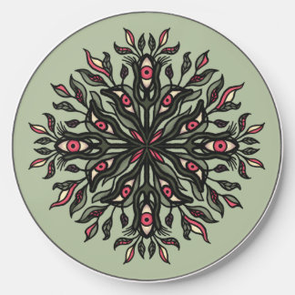 Crazy psychedelic green witch creepy eyes nature wireless charger