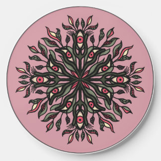 Crazy psychedelic pink witch creepy eyes nature wireless charger