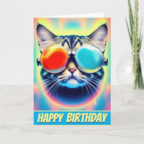 Crazy Psychedelic Psychonaut Kitty Cat Card
