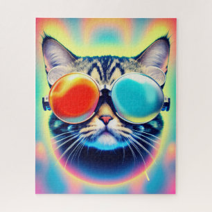 Crazy Psychedelic Psychonaut Kitty Cat Jigsaw Puzzle