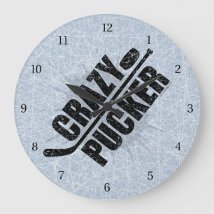 Crazy Pucker (Hockey) Large Clock