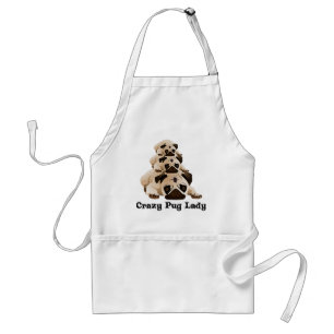 Crazy Pug Lady Adult Apron