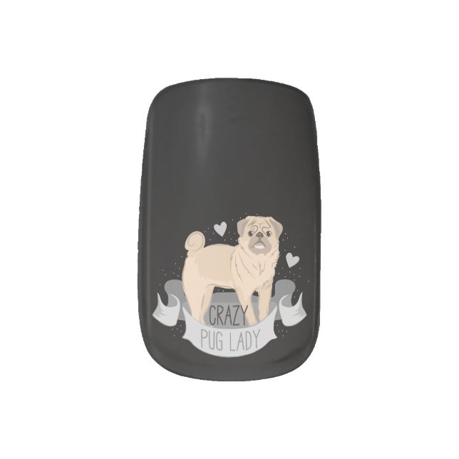 Crazy pug lady nail set minx nail art (Left Thumb)