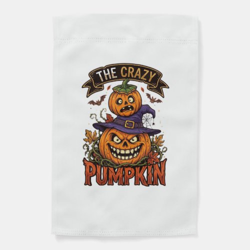 Crazy Pumpkin Halloween Witch Hat Bats Garden Flag