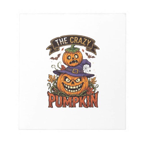 Crazy Pumpkin Halloween Witch Hat Bats Notepad