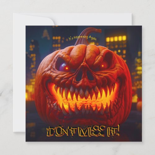 Crazy Pumpkin IV  Adult Scary Costume Halloween Invitation