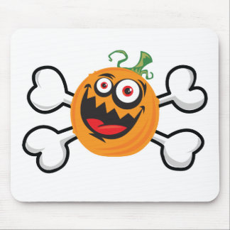 Crazy Pumpkin Skull and Crossbones Mouse Pad