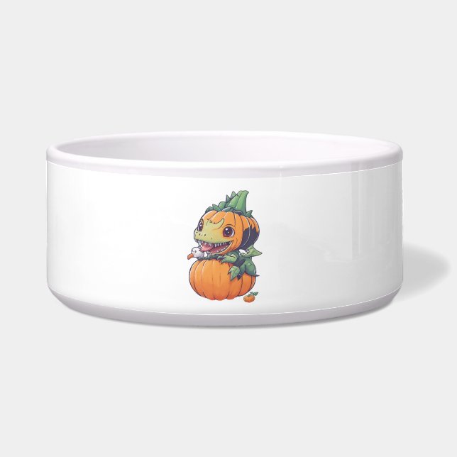 crazy pumpkin trying to eat spooky  bowl (Front)