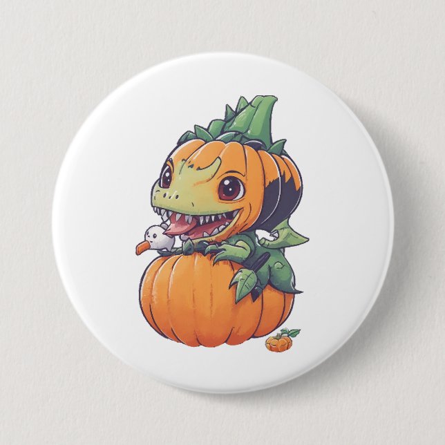crazy pumpkin trying to eat spooky  button (Front)