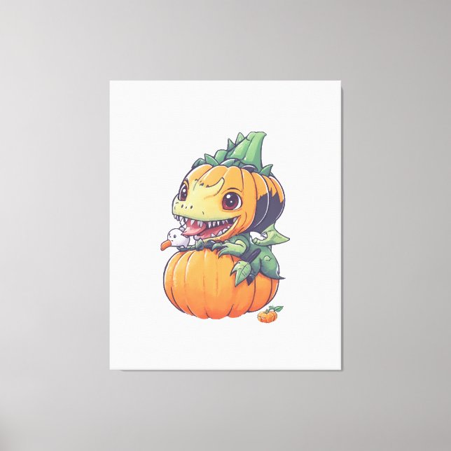 crazy pumpkin trying to eat spooky  canvas print (Front)