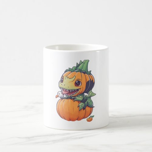 crazy pumpkin trying to eat spooky  coffee mug