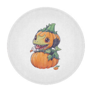 crazy pumpkin trying to eat spooky  cutting board