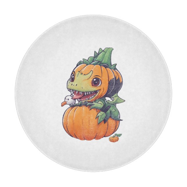 crazy pumpkin trying to eat spooky  cutting board (Front)