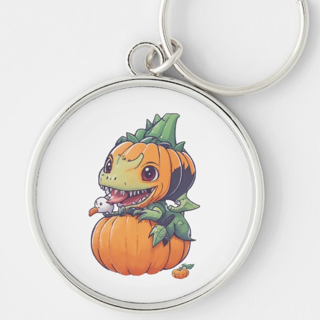 crazy pumpkin trying to eat spooky  keychain (Front)