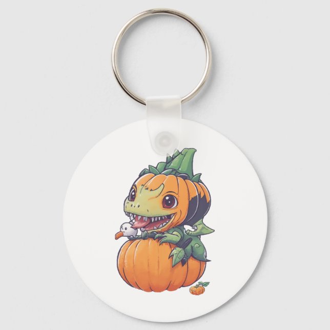 crazy pumpkin trying to eat spooky  keychain (Front)