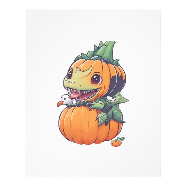 crazy pumpkin trying to eat spooky  photo print (Front)