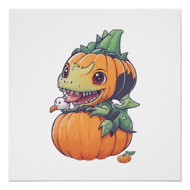 crazy pumpkin trying to eat spooky  poster (Front)