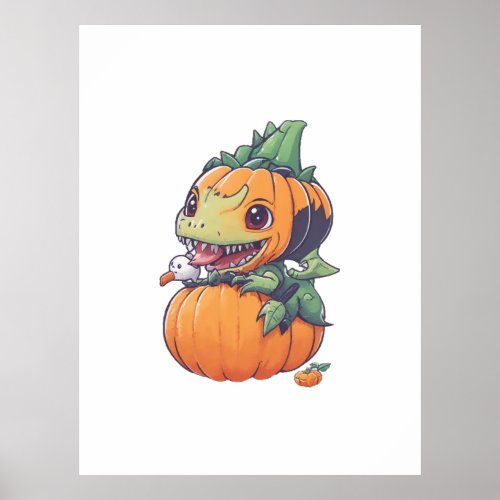 crazy pumpkin trying to eat spooky  poster