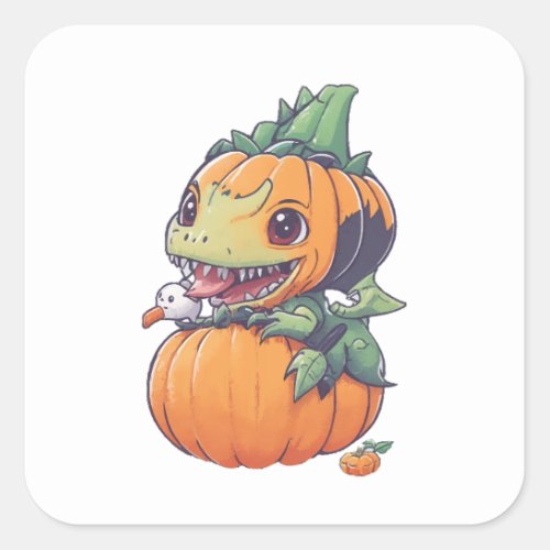 crazy pumpkin trying to eat spooky  square sticker