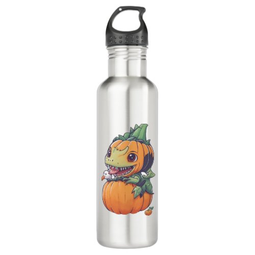 crazy pumpkin trying to eat spooky  stainless steel water bottle