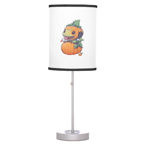 crazy pumpkin trying to eat spooky  table lamp