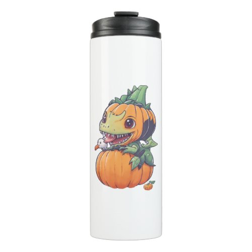crazy pumpkin trying to eat spooky  thermal tumbler