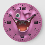 Crazy Purple Funny Devil Emotion Face Large Clock at Zazzle
