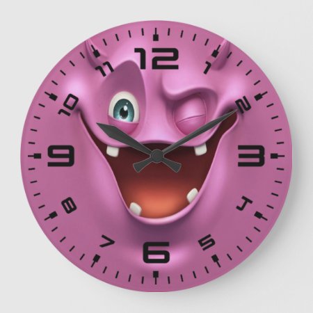 Crazy Purple Funny Devil Emotion Face Large Clock