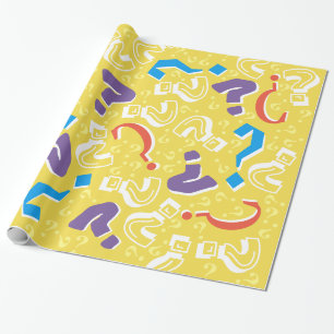 Crazy question marks mystery riddle yellow wrapping paper