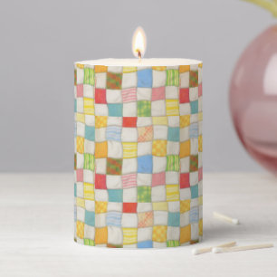CRAZY QUILT 3x4 Pillar Candle