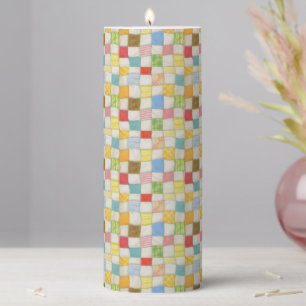 CRAZY QUILT 3x8 Pillar Candle