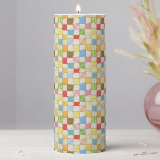 CRAZY QUILT 3x8 Pillar Candle (In Situ)