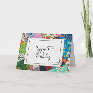 Crazy Quilt 55th Birthday Card