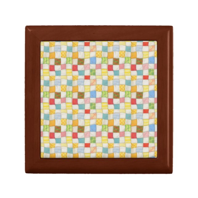 CRAZY QUILT 5" Wooden Keepsake Box (Front)