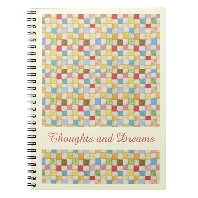 CRAZY QUILT 6.5x8.75 Notebook + Text Yellow (Front)