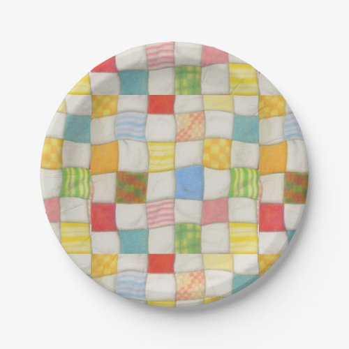 CRAZY QUILT 7 Round Paper Plates