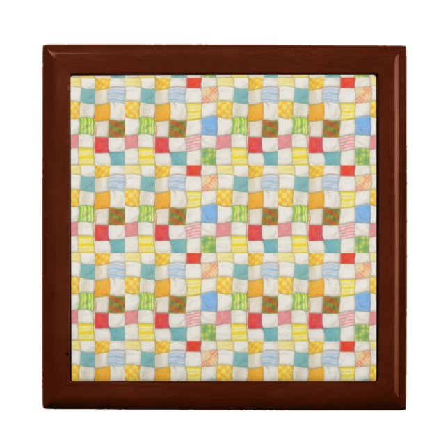 CRAZY QUILT 7" Wooden Keepsake Box (Front)