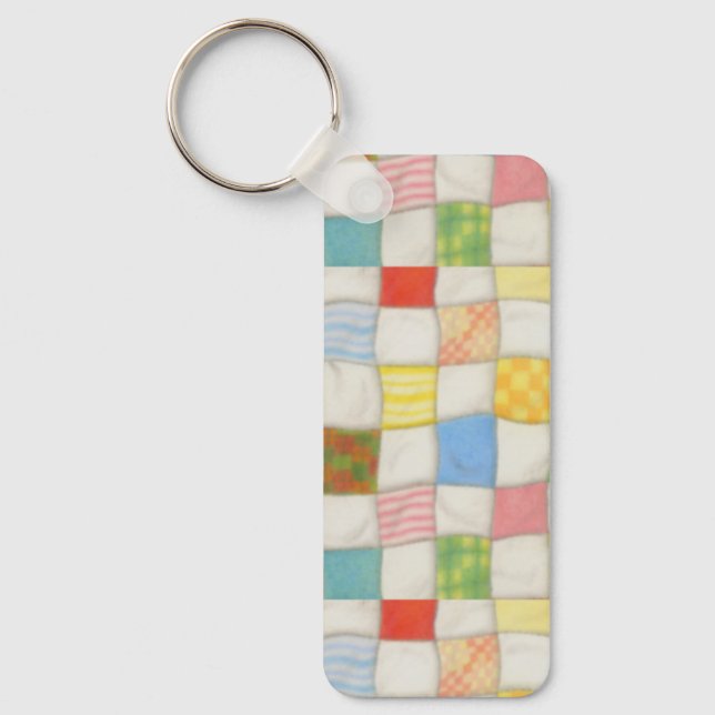 CRAZY QUILT Aluminum Rectangle Keychain (Front)