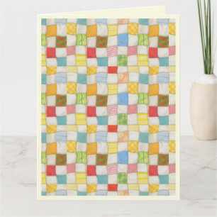 CRAZY QUILT Big Thank You Card / Cream