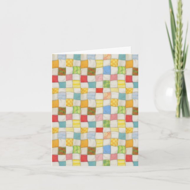 CRAZY QUILT Birthday Note Card  (Front)