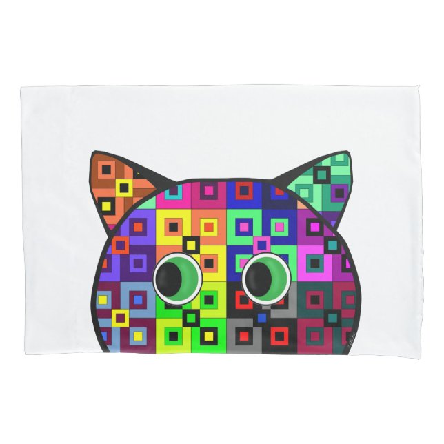 Crazy Quilt Cat Pillow Case (Front)