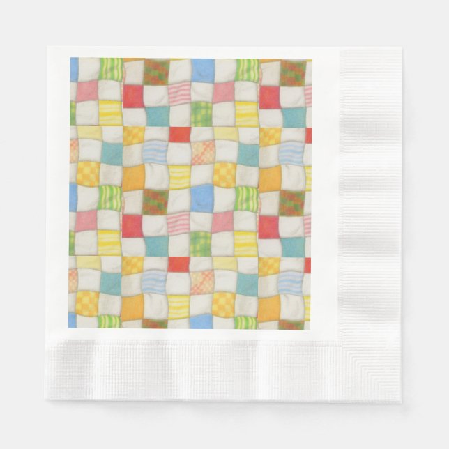 CRAZY QUILT Coined Luncheon Paper Napkins (Front)