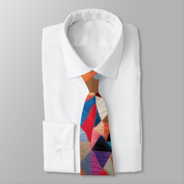 Crazy Quilt Design Neck Tie (Tied)
