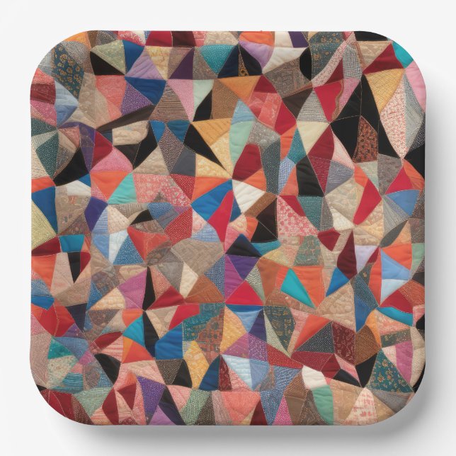 Crazy Quilt Design Paper Plates (Front)